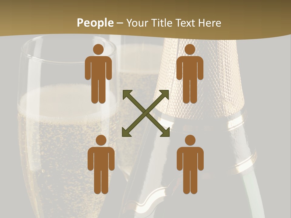 Champagne Bottle And Two Flutes (Glasses) On Black Background PowerPoint Template