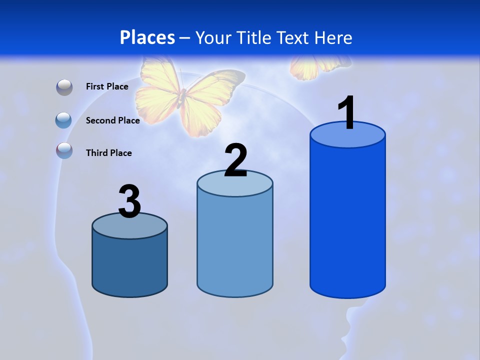 Human Head Shape With Butterflies Flying Out Of The Head PowerPoint Template