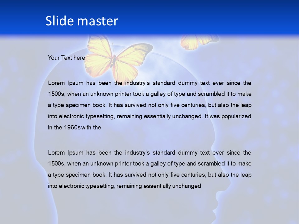 Human Head Shape With Butterflies Flying Out Of The Head PowerPoint Template