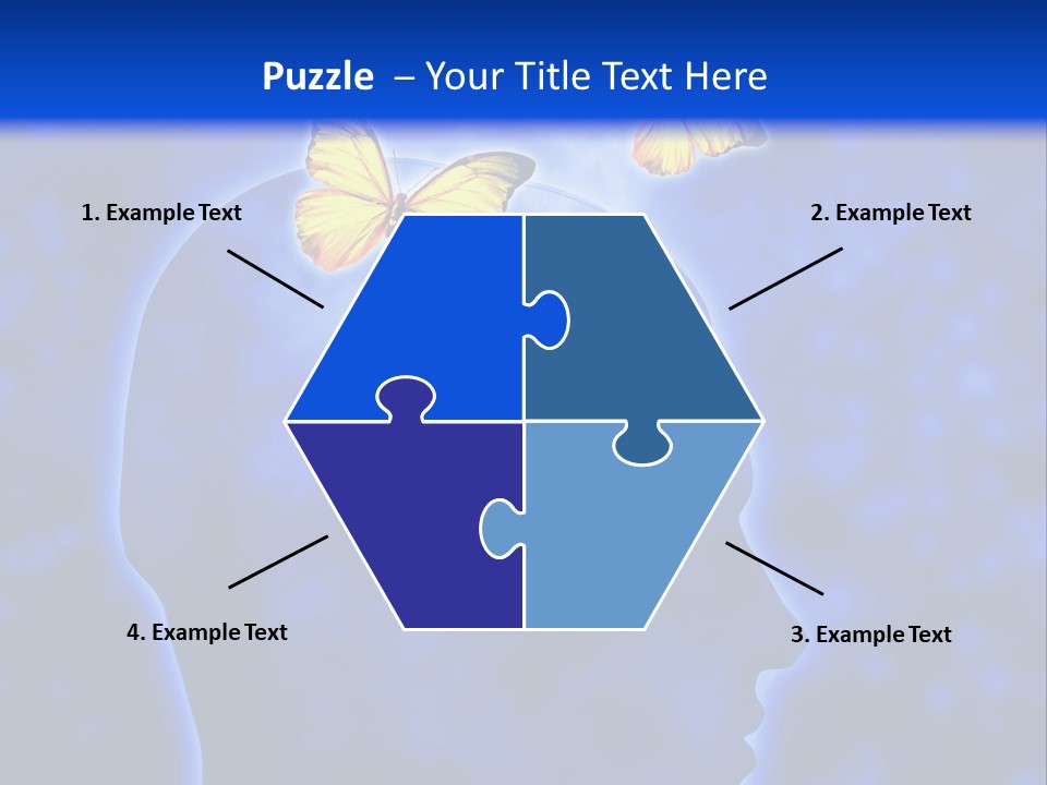 Human Head Shape With Butterflies Flying Out Of The Head PowerPoint Template