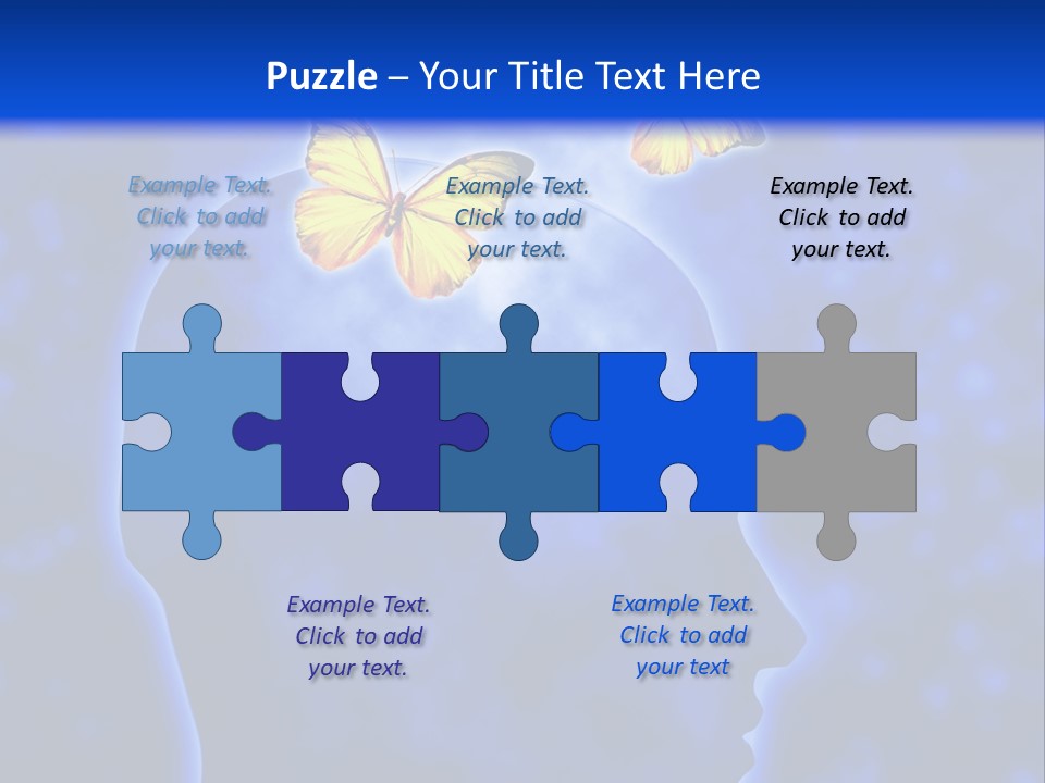 Human Head Shape With Butterflies Flying Out Of The Head PowerPoint Template