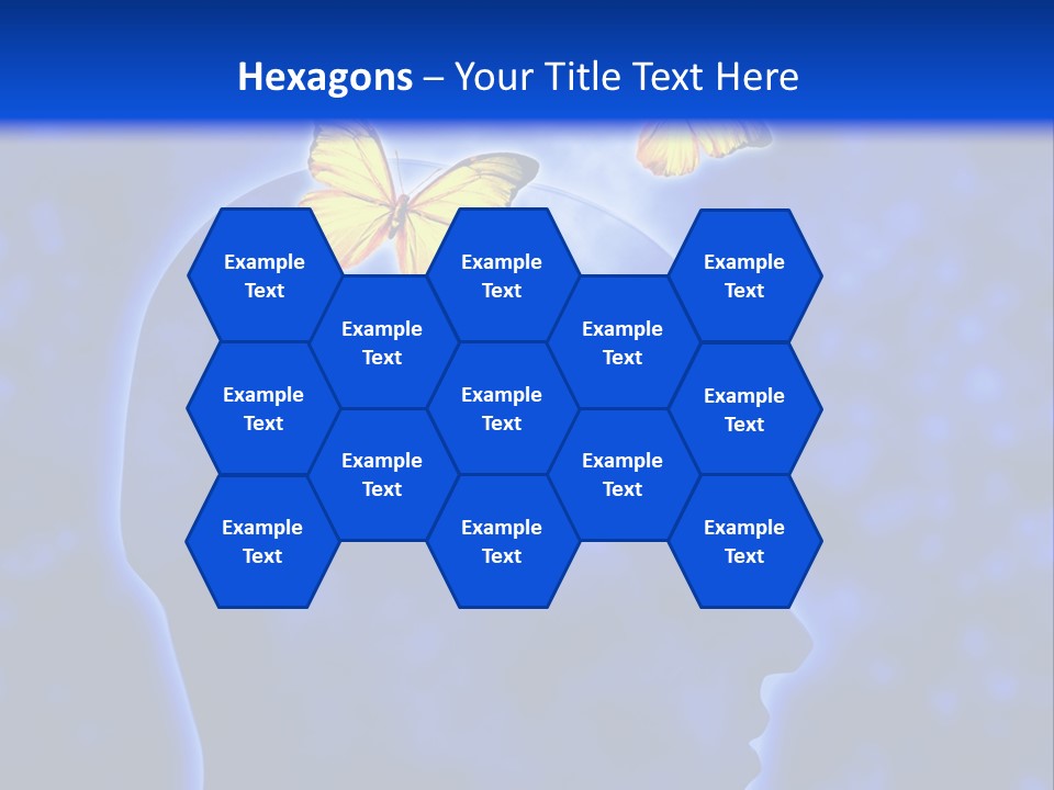 Human Head Shape With Butterflies Flying Out Of The Head PowerPoint Template