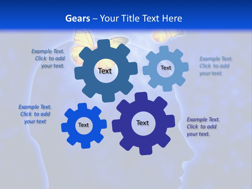 Human Head Shape With Butterflies Flying Out Of The Head PowerPoint Template