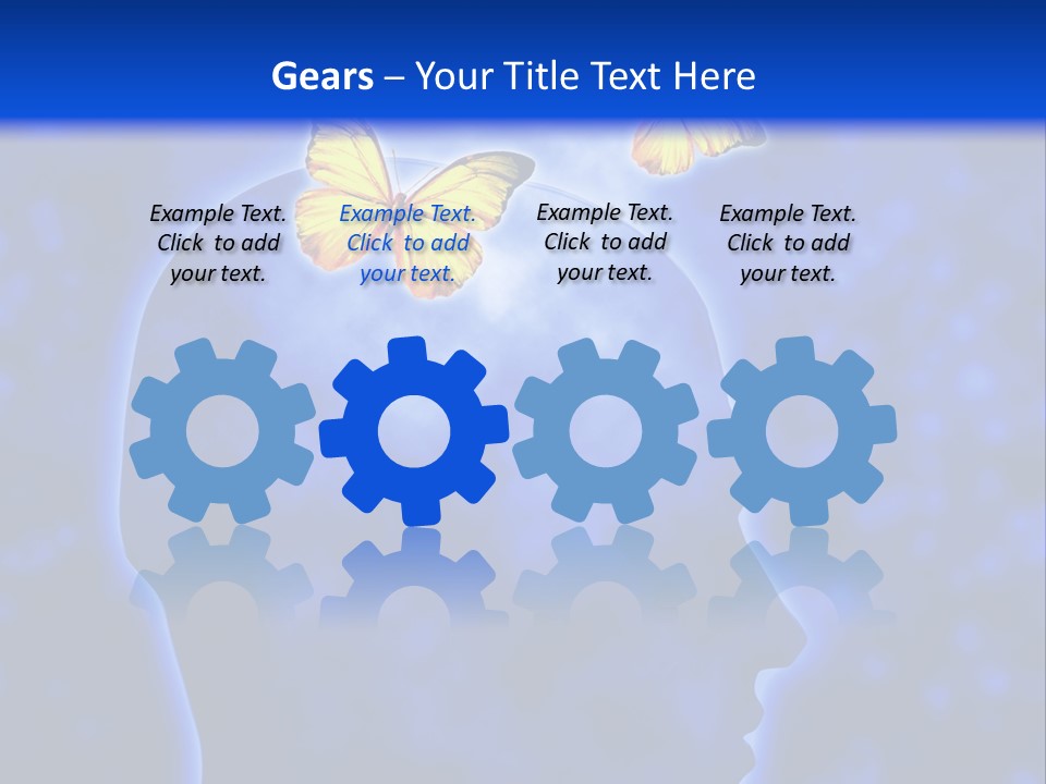 Human Head Shape With Butterflies Flying Out Of The Head PowerPoint Template