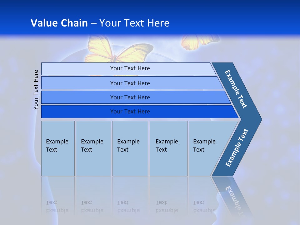 Human Head Shape With Butterflies Flying Out Of The Head PowerPoint Template
