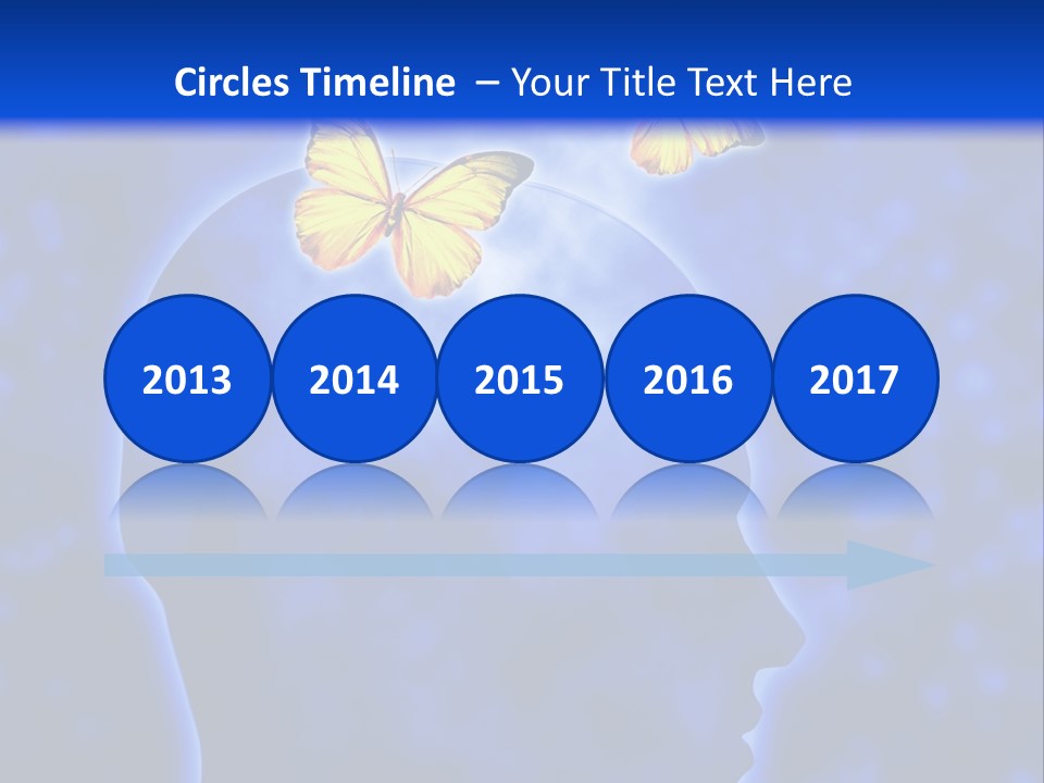 Human Head Shape With Butterflies Flying Out Of The Head PowerPoint Template