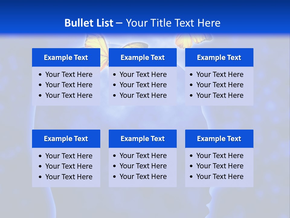Human Head Shape With Butterflies Flying Out Of The Head PowerPoint Template