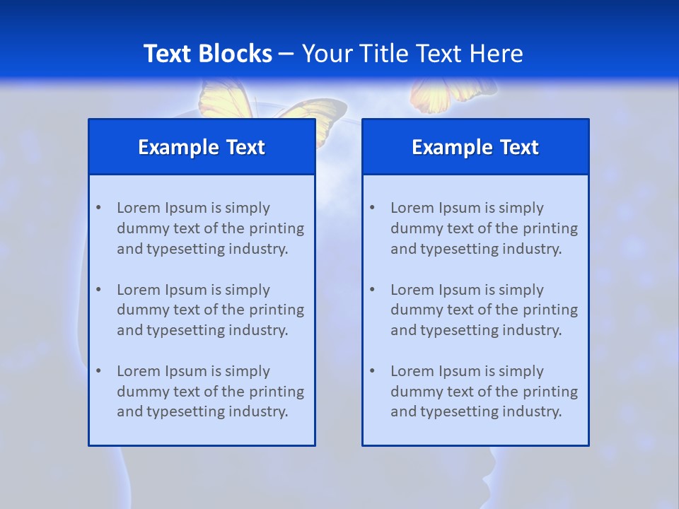 Human Head Shape With Butterflies Flying Out Of The Head PowerPoint Template