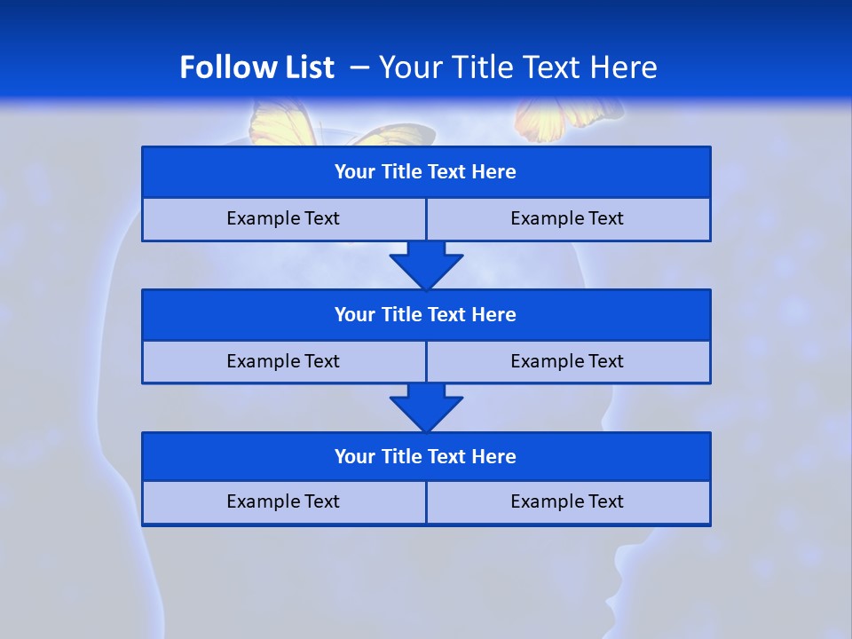 Human Head Shape With Butterflies Flying Out Of The Head PowerPoint Template