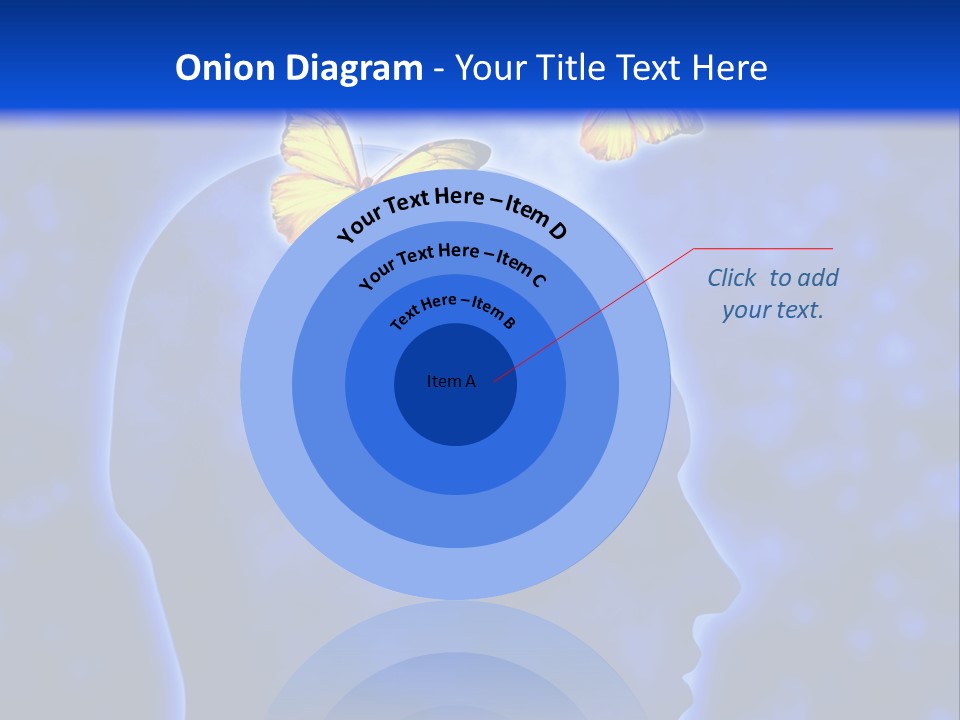 Human Head Shape With Butterflies Flying Out Of The Head PowerPoint Template