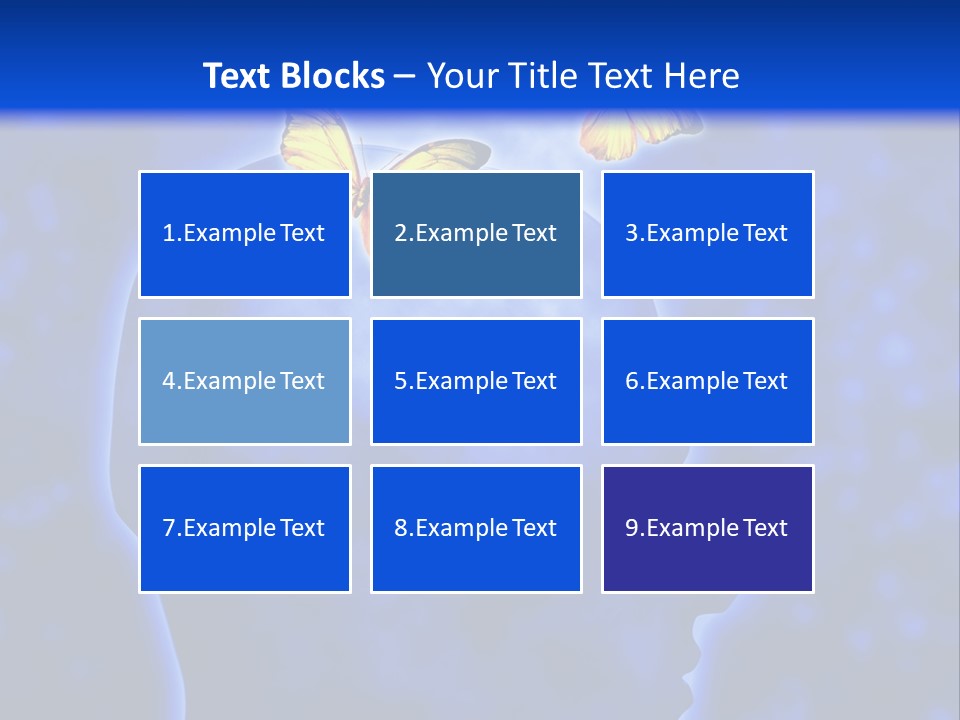 Human Head Shape With Butterflies Flying Out Of The Head PowerPoint Template