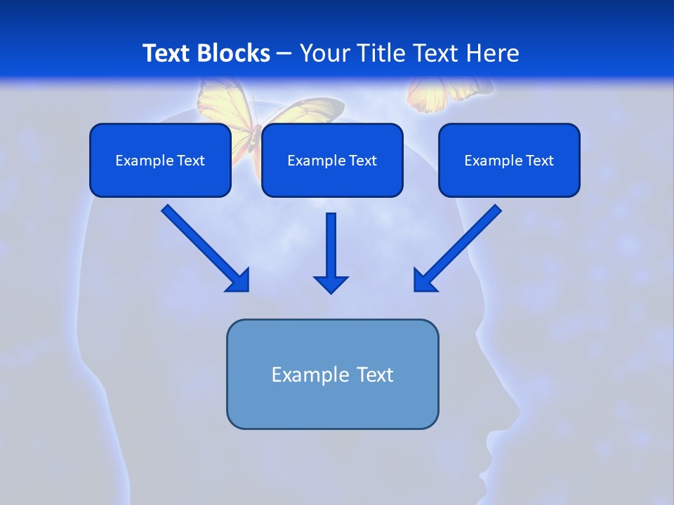 Human Head Shape With Butterflies Flying Out Of The Head PowerPoint Template