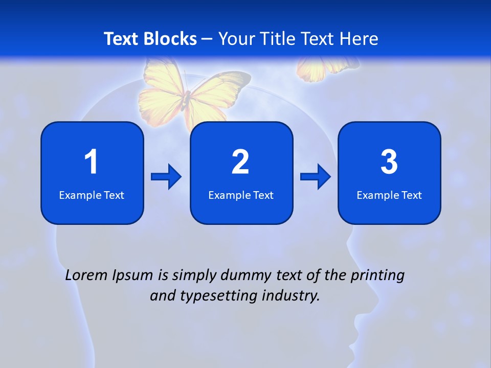 Human Head Shape With Butterflies Flying Out Of The Head PowerPoint Template