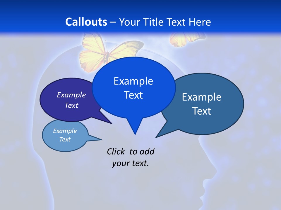 Human Head Shape With Butterflies Flying Out Of The Head PowerPoint Template
