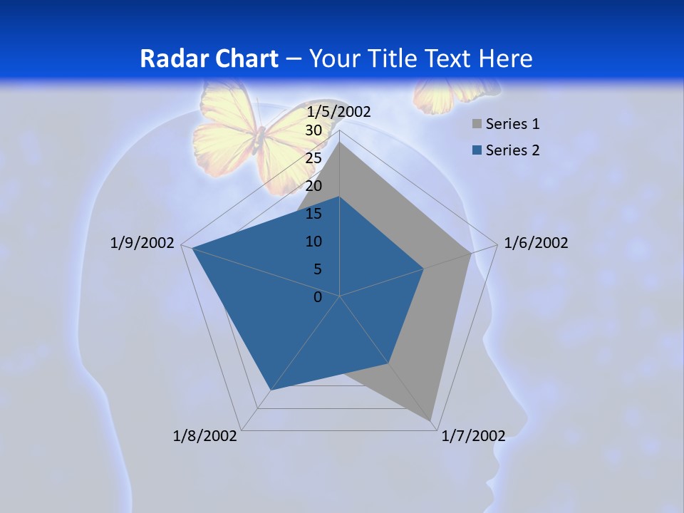 Human Head Shape With Butterflies Flying Out Of The Head PowerPoint Template