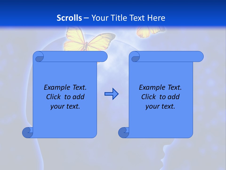 Human Head Shape With Butterflies Flying Out Of The Head PowerPoint Template