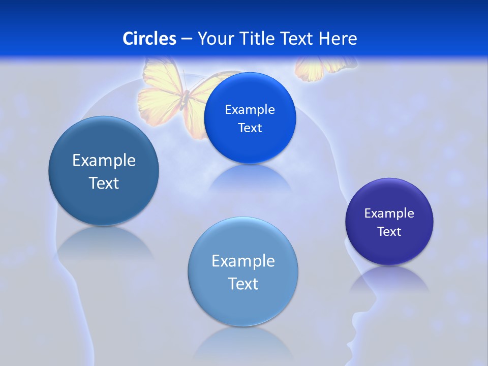 Human Head Shape With Butterflies Flying Out Of The Head PowerPoint Template