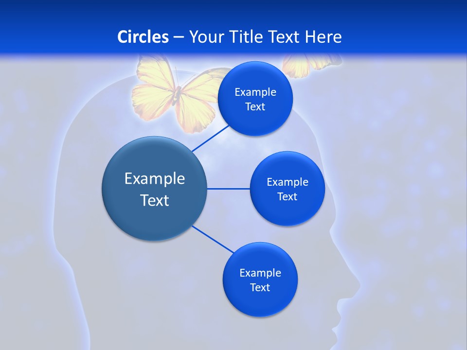 Human Head Shape With Butterflies Flying Out Of The Head PowerPoint Template