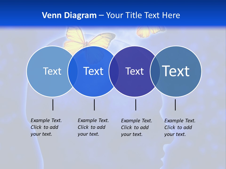 Human Head Shape With Butterflies Flying Out Of The Head PowerPoint Template