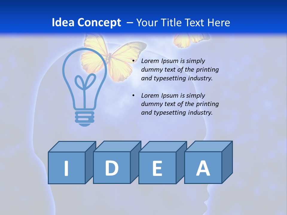 Human Head Shape With Butterflies Flying Out Of The Head PowerPoint Template