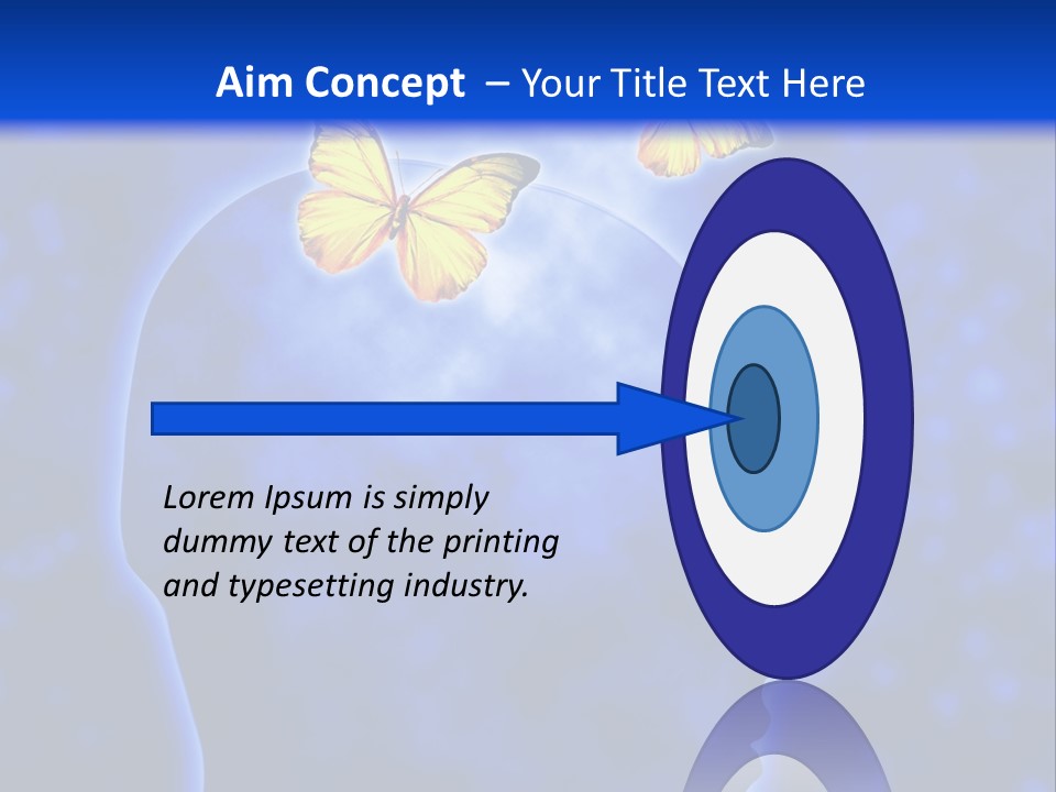 Human Head Shape With Butterflies Flying Out Of The Head PowerPoint Template