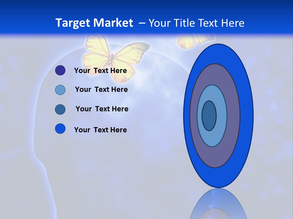 Human Head Shape With Butterflies Flying Out Of The Head PowerPoint Template