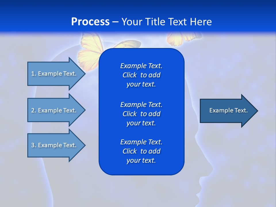 Human Head Shape With Butterflies Flying Out Of The Head PowerPoint Template