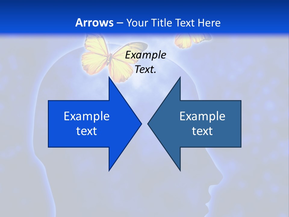 Human Head Shape With Butterflies Flying Out Of The Head PowerPoint Template