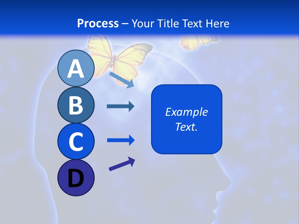 Human Head Shape With Butterflies Flying Out Of The Head PowerPoint Template