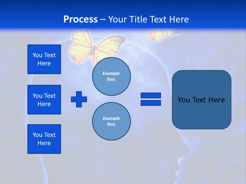 Human Head Shape With Butterflies Flying Out Of The Head PowerPoint Template