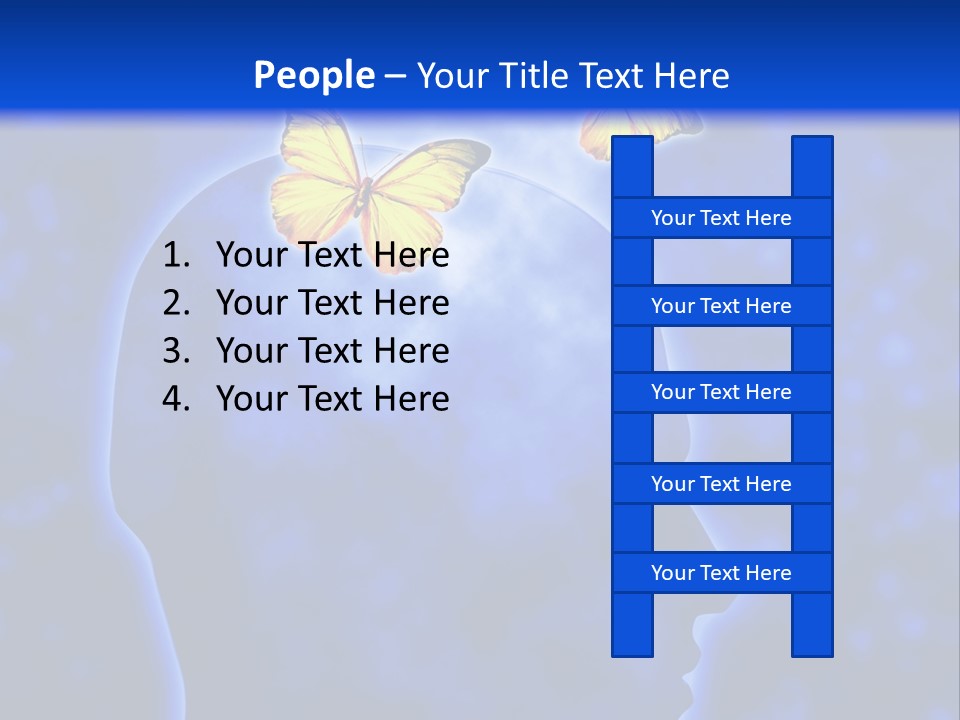 Human Head Shape With Butterflies Flying Out Of The Head PowerPoint Template