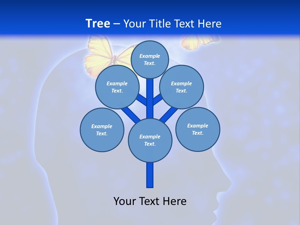 Human Head Shape With Butterflies Flying Out Of The Head PowerPoint Template