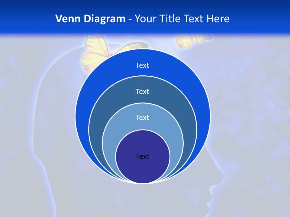Human Head Shape With Butterflies Flying Out Of The Head PowerPoint Template