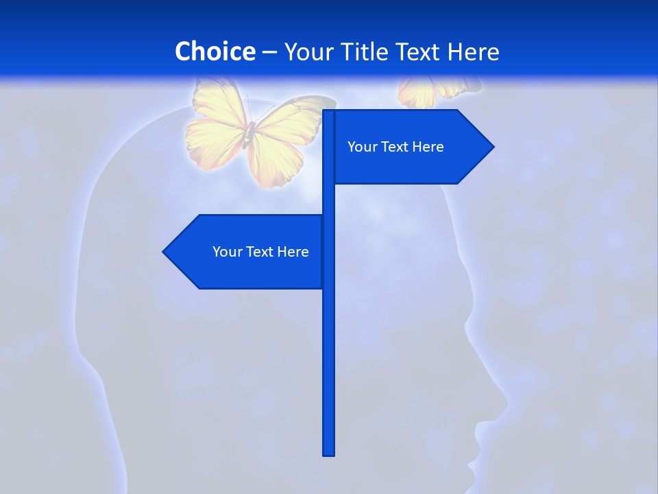 Human Head Shape With Butterflies Flying Out Of The Head PowerPoint Template