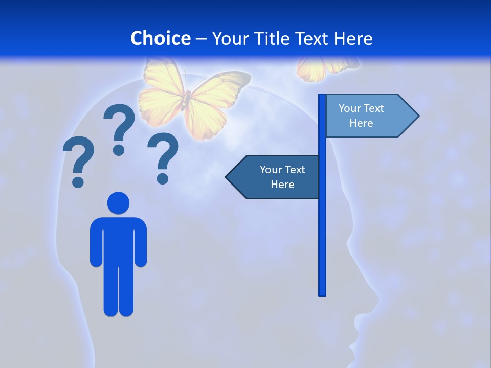 Human Head Shape With Butterflies Flying Out Of The Head PowerPoint Template