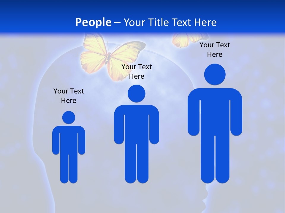Human Head Shape With Butterflies Flying Out Of The Head PowerPoint Template