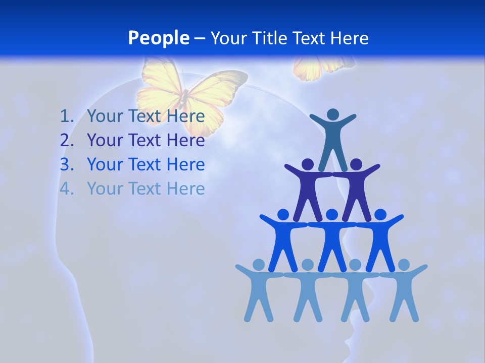 Human Head Shape With Butterflies Flying Out Of The Head PowerPoint Template