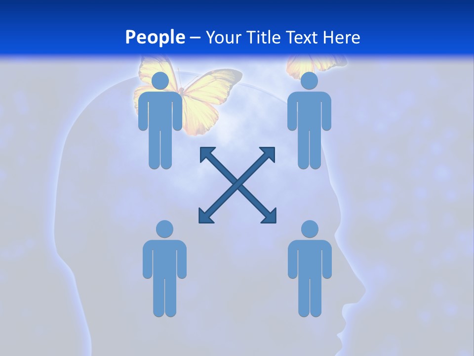 Human Head Shape With Butterflies Flying Out Of The Head PowerPoint Template