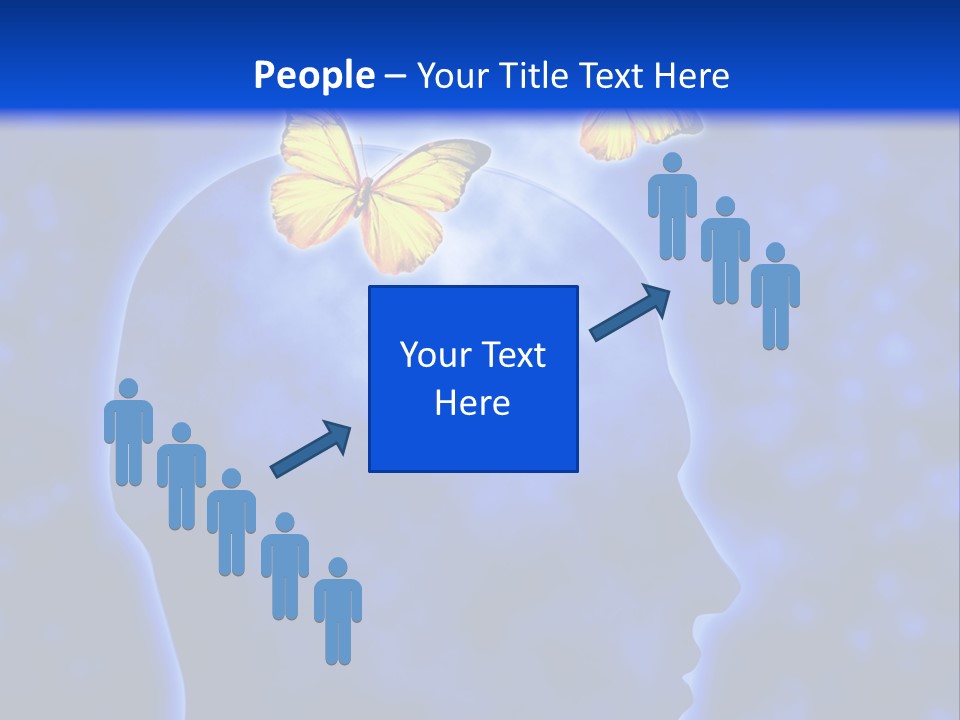 Human Head Shape With Butterflies Flying Out Of The Head PowerPoint Template