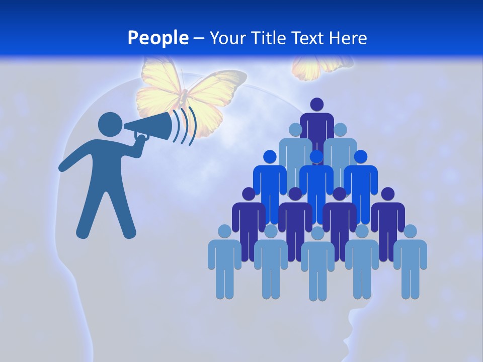 Human Head Shape With Butterflies Flying Out Of The Head PowerPoint Template