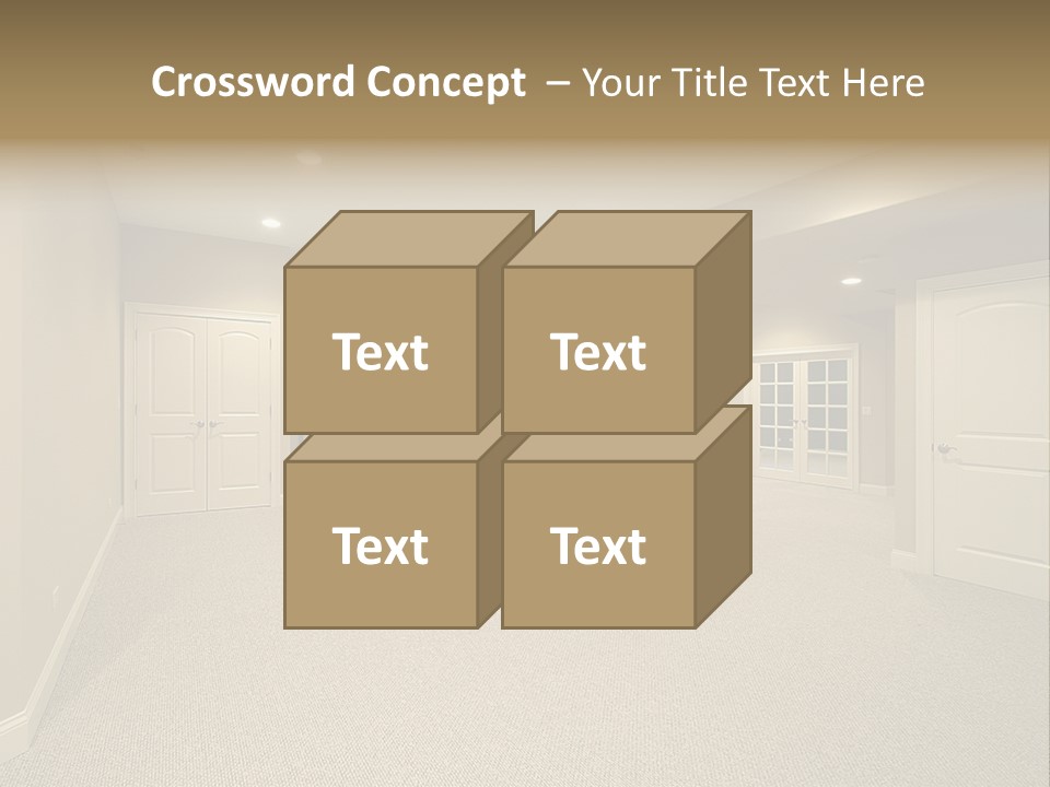 A Large Empty Room With A Fireplace In It PowerPoint Template