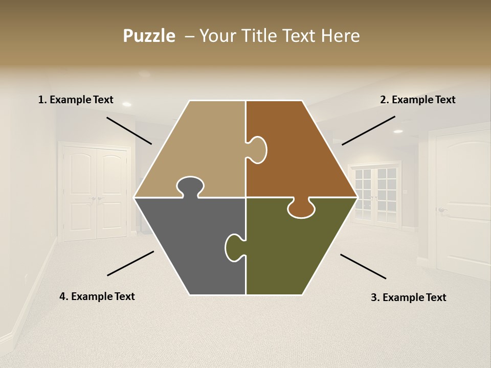 A Large Empty Room With A Fireplace In It PowerPoint Template