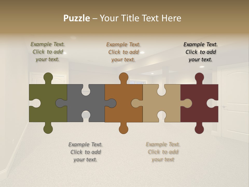 A Large Empty Room With A Fireplace In It PowerPoint Template