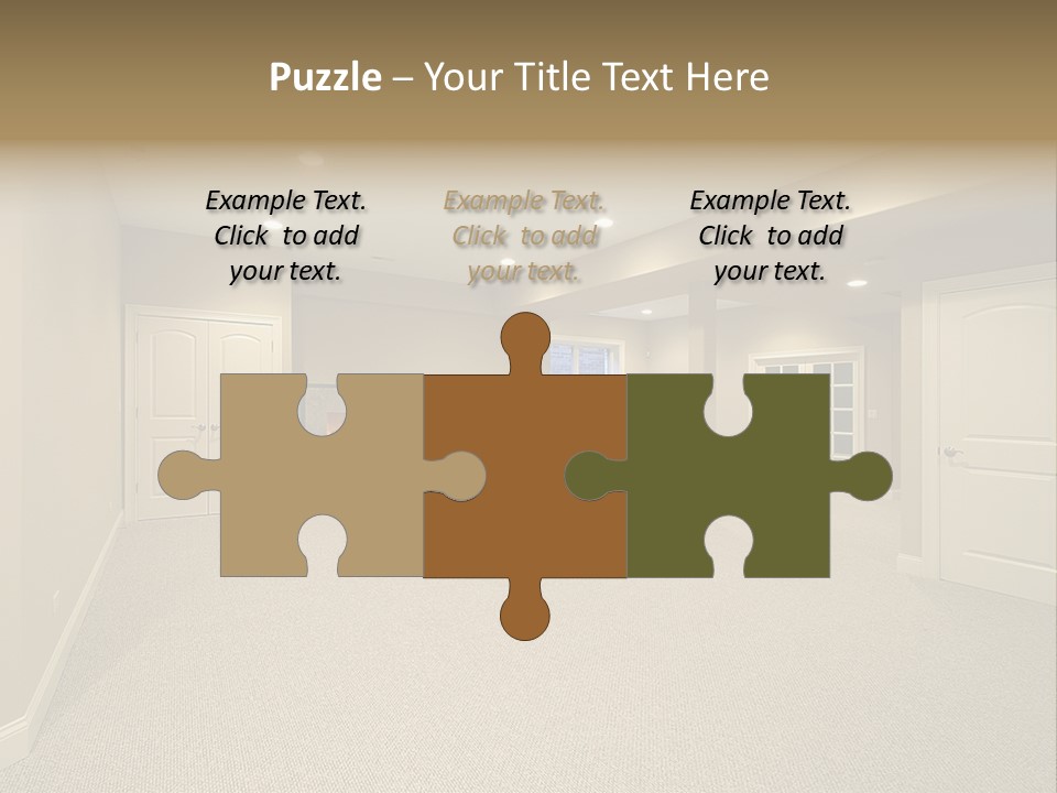 A Large Empty Room With A Fireplace In It PowerPoint Template