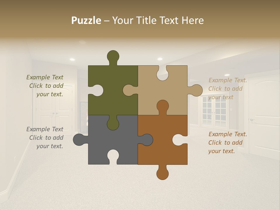 A Large Empty Room With A Fireplace In It PowerPoint Template