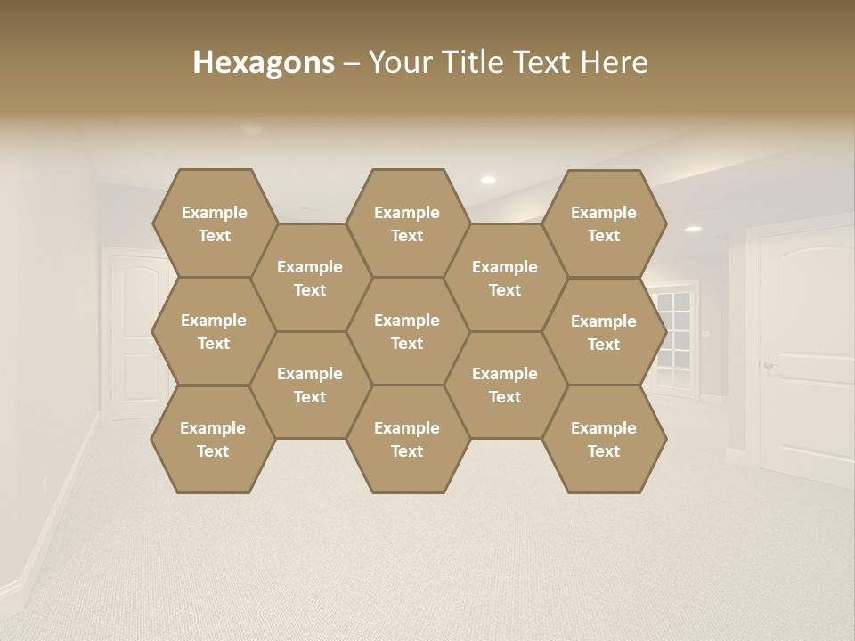 A Large Empty Room With A Fireplace In It PowerPoint Template