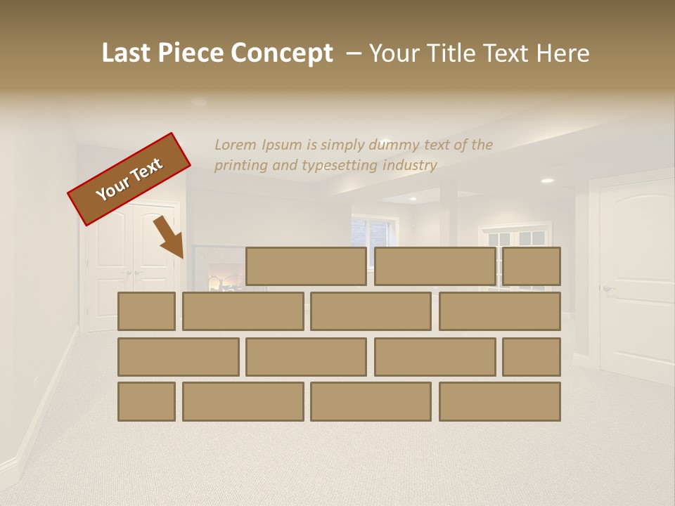 A Large Empty Room With A Fireplace In It PowerPoint Template