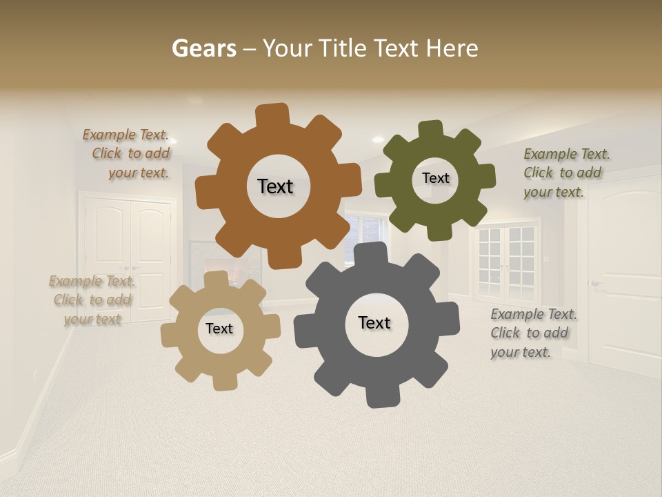 A Large Empty Room With A Fireplace In It PowerPoint Template