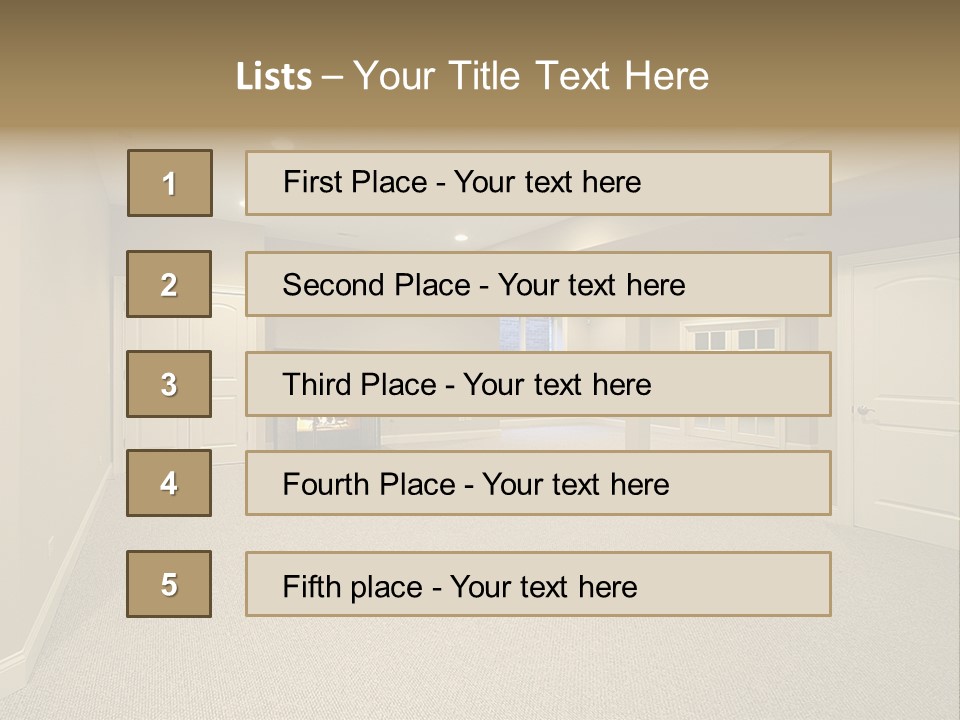A Large Empty Room With A Fireplace In It PowerPoint Template