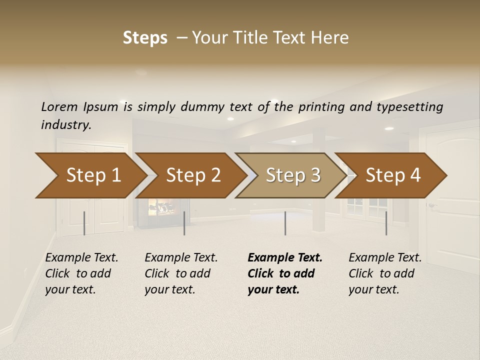 A Large Empty Room With A Fireplace In It PowerPoint Template